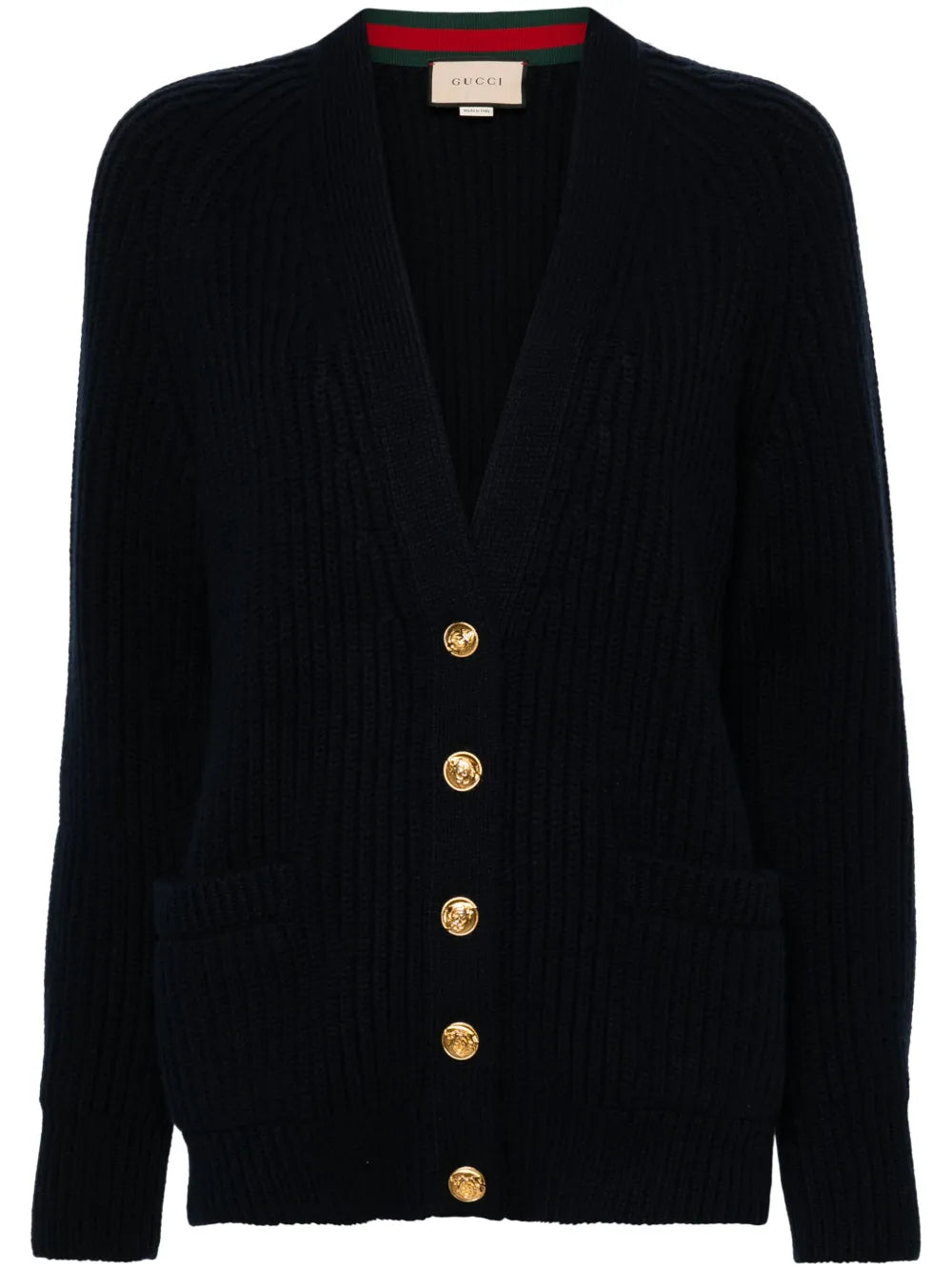 Gucci Grob gerippter Cardigan Schwarz
