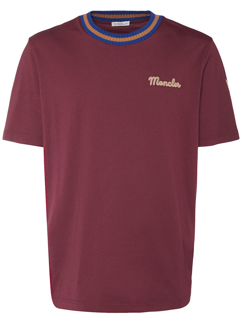 Moncler T-Shirt aus Baumwolljersey mit Logo Bourdeaux