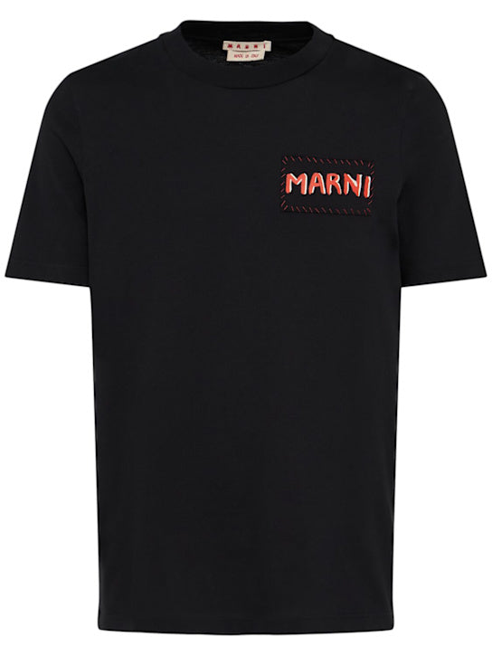 MARNI T-Shirt aus Baumwolljersey mit Logo Schwarz