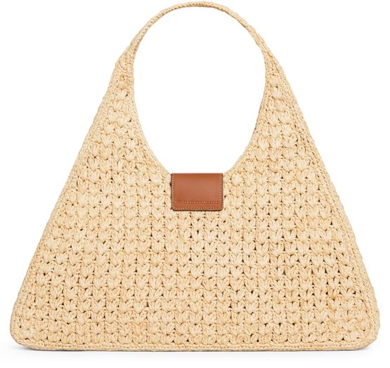 CELINE Dreieckiger shopper aus bast und kalbsleder