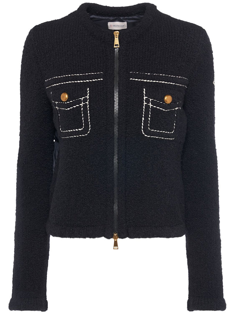 Moncler Daunencardigan aus Wollmischgewebe