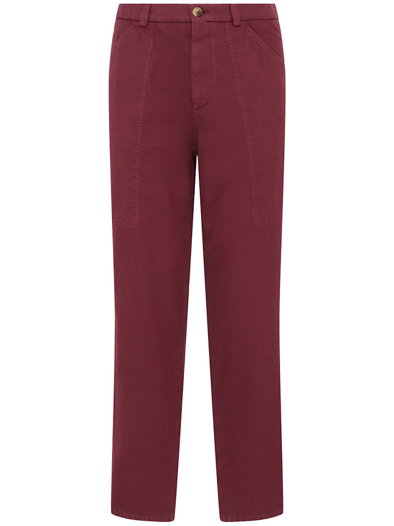 Brunello Cucinelli Hose aus Baumwollgarbadine Amaranto