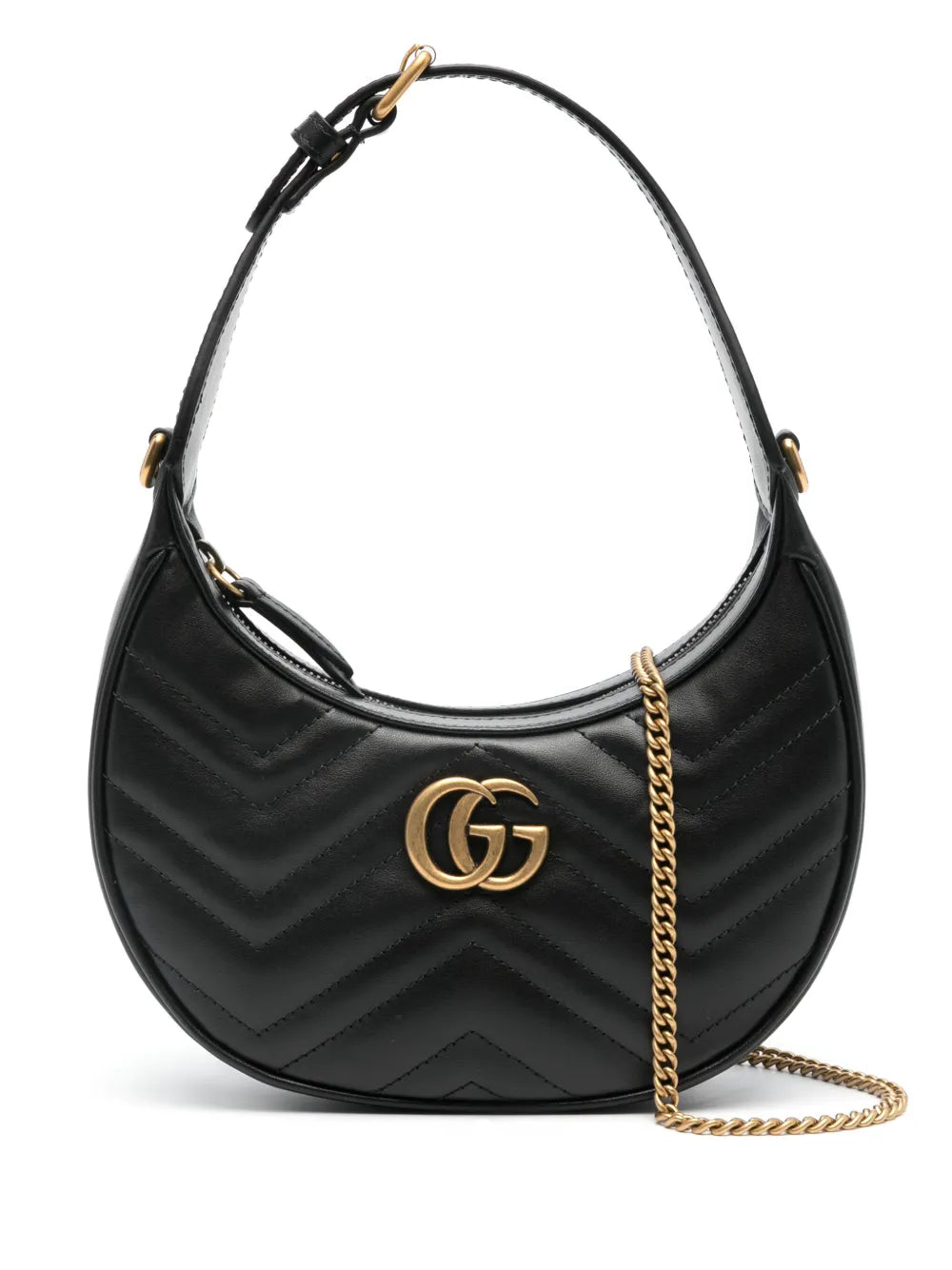 Gucci Halbmondförmige GG Marmont Minischultertasche Schwarz