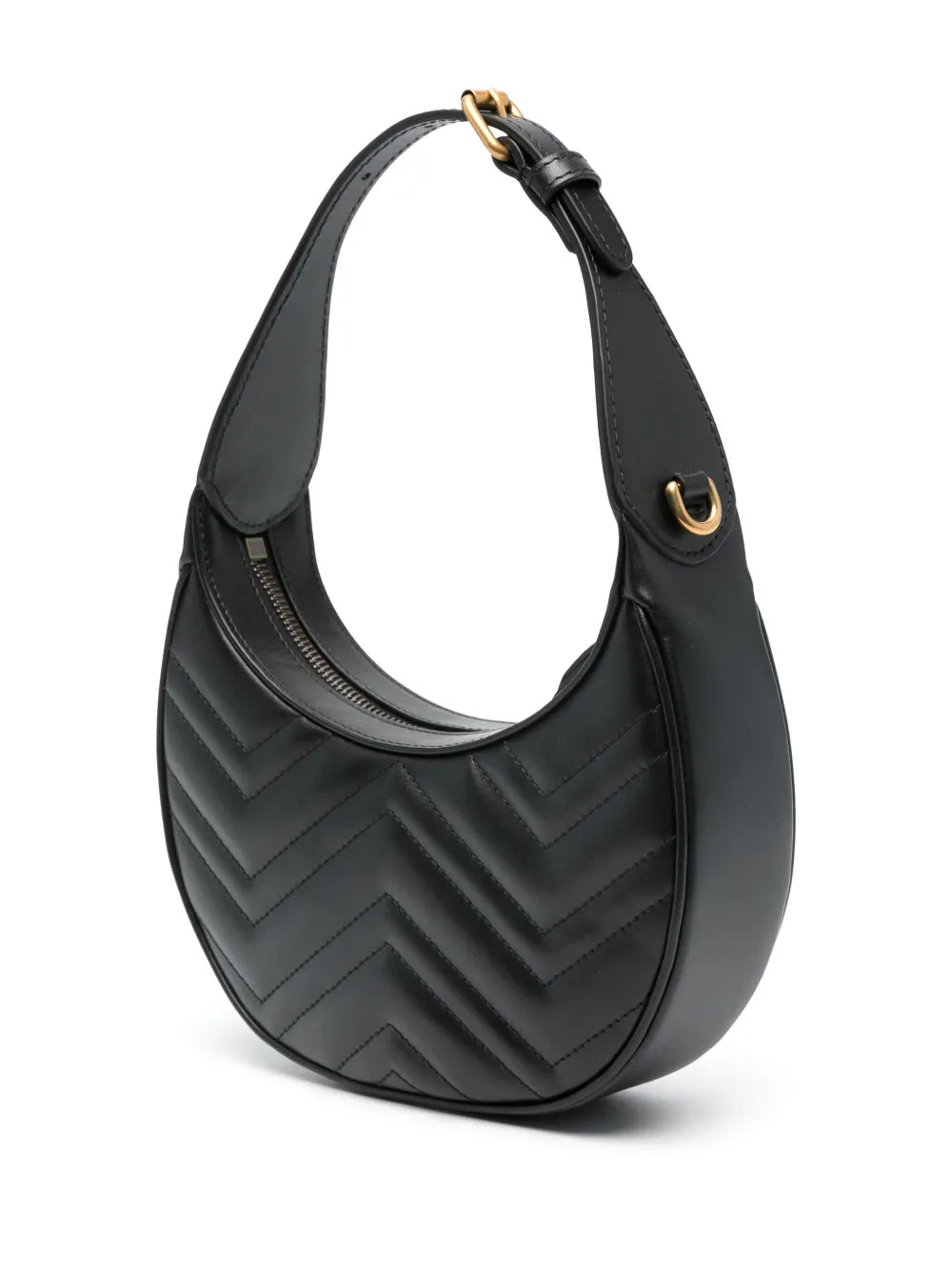 Gucci Halbmondförmige GG Marmont Minischultertasche Schwarz