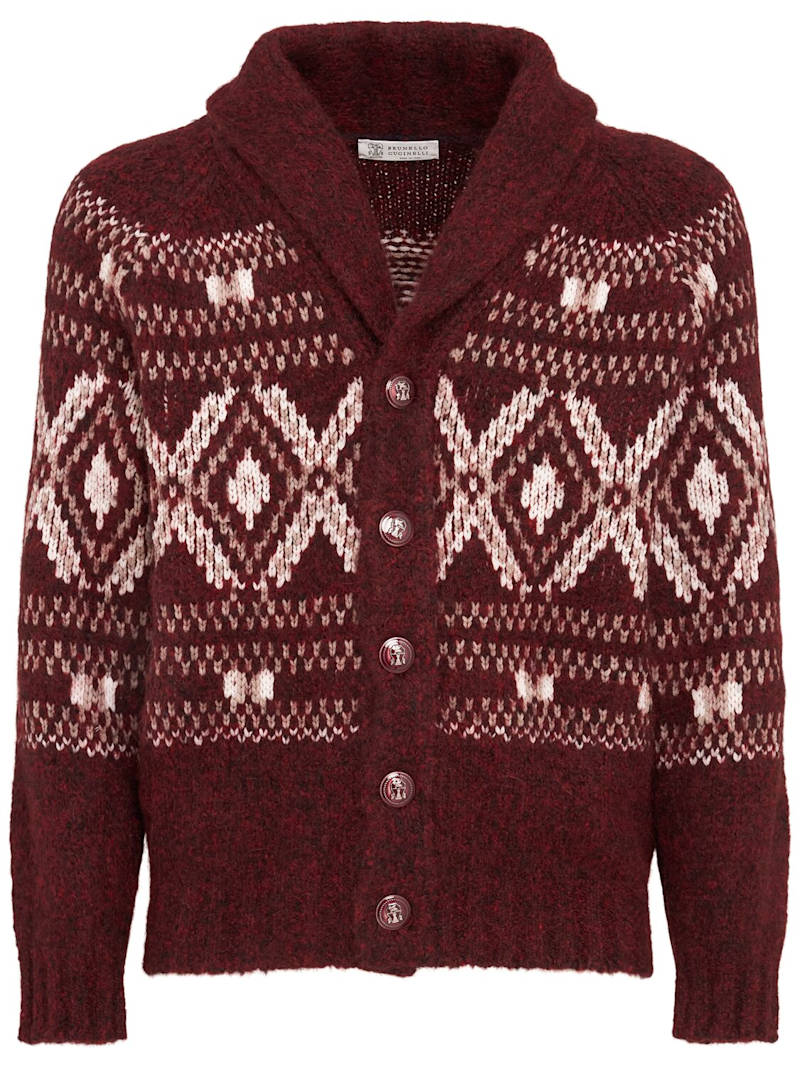 Brunello Cucinelli Strickcardigan aus Alpakamischung Amaranto