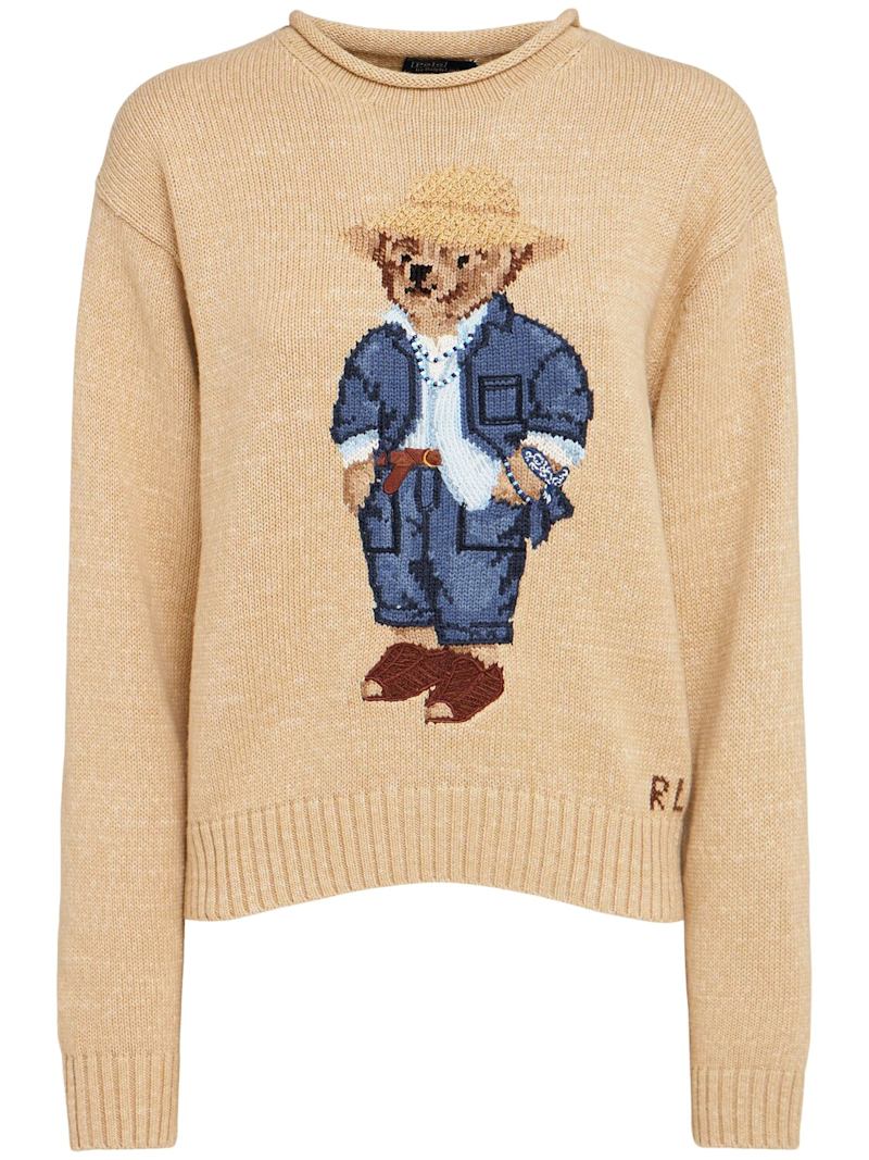 Polo Ralph Lauren Strickpullover aus Bio-Baumwolle und Leinen Braun