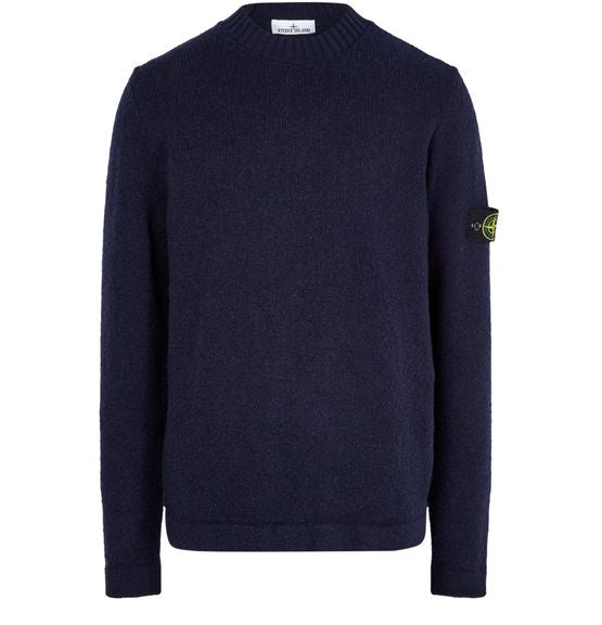 STONE ISLAND Rundhalspullover mit Logoaufnäher Navy