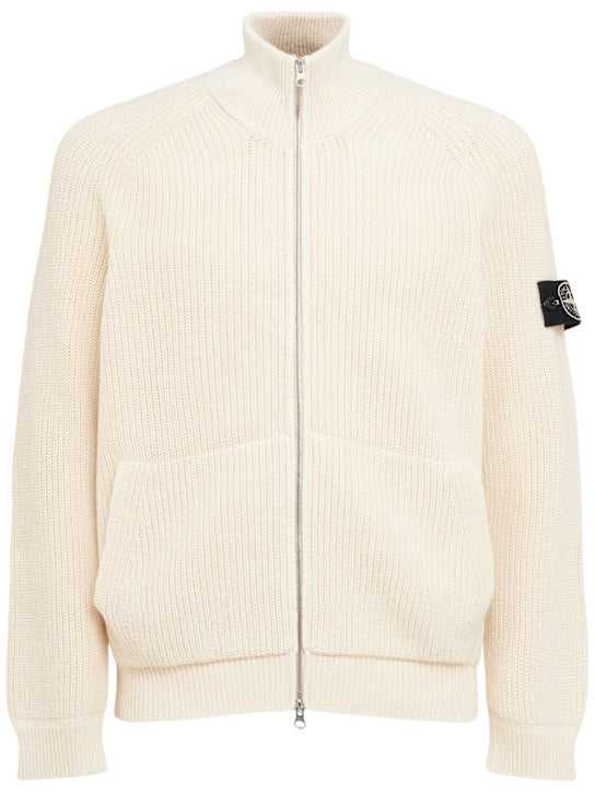 STONE ISLAND Strickjacke aus Baumwolle Creme