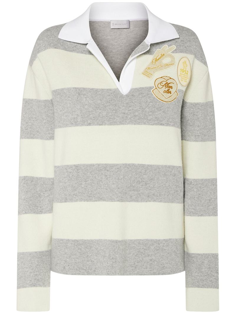 Moncler Polohemd Gestreiftes Polohemd aus Wollmischung