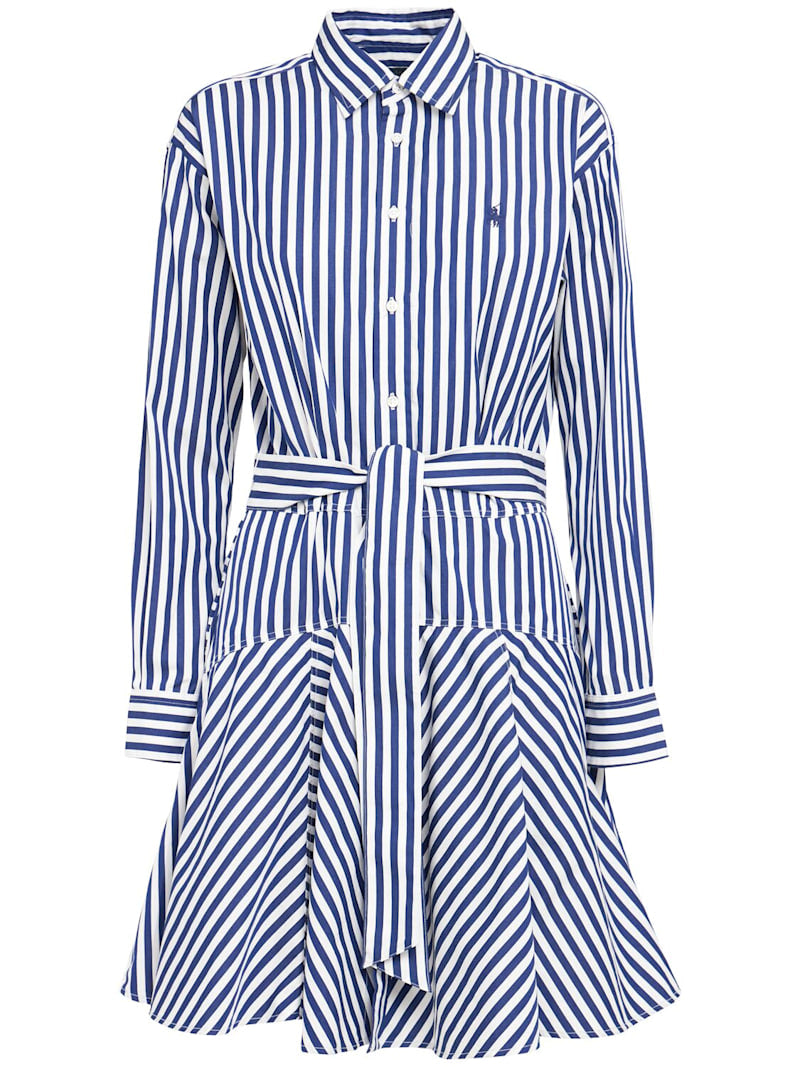 Polo Ralph Lauren Langarm-Minikleid aus Krepp mit Streifen