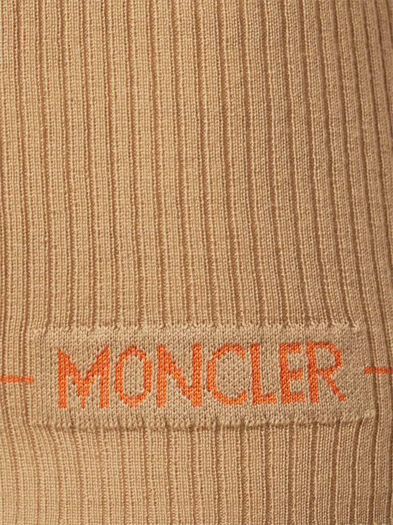 Moncler Polohemd aus Wolle mit Logo Braun