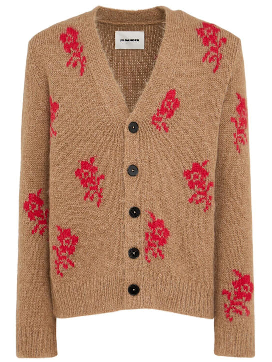 JIL SANDER Bauchfreier Cardigan aus Wollstrick mit Intarsie