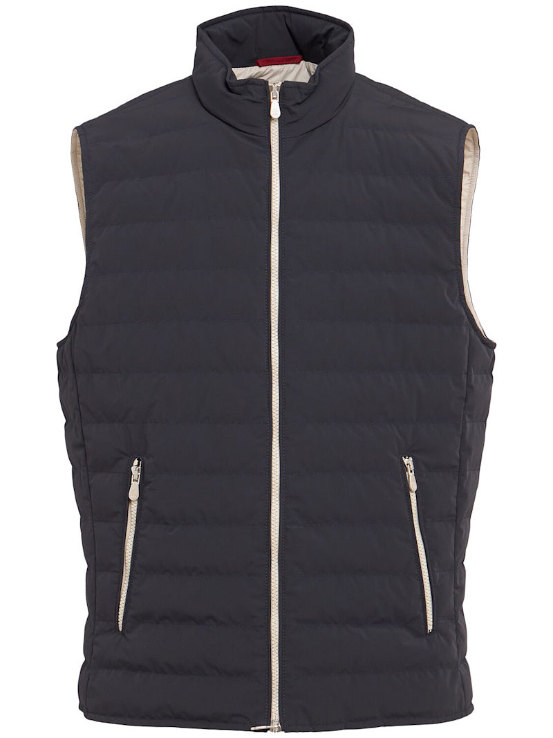 Brunello Cucinelli Daunenweste aus Nylonmischung Navy