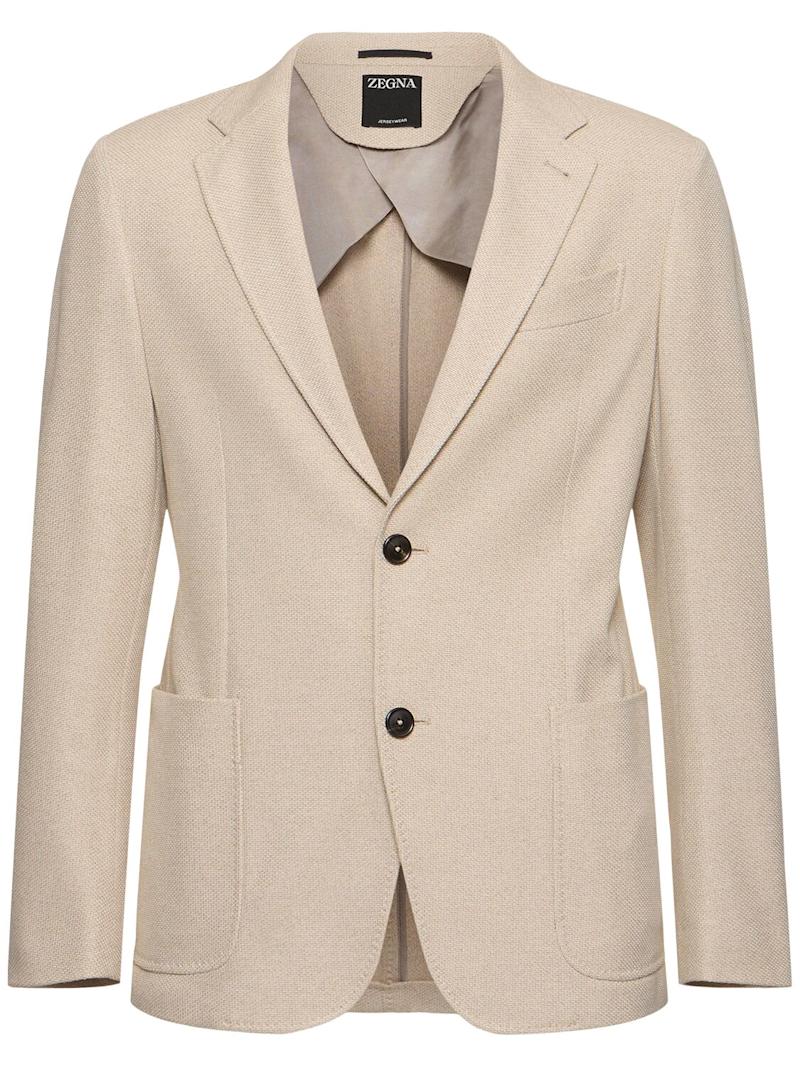 Zegna Micro structure cotton jersey jacket beige