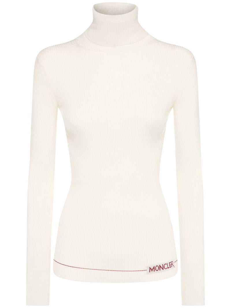 Moncler Polohemd aus Wolle mit Logo Beige