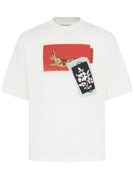 MARNI T-Shirt aus Baumwolljersey Relaxed Fit Weiß