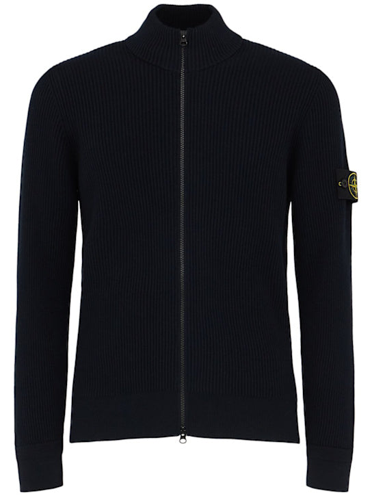 STONE ISLAND Strickjacke aus Wolle Schwarz