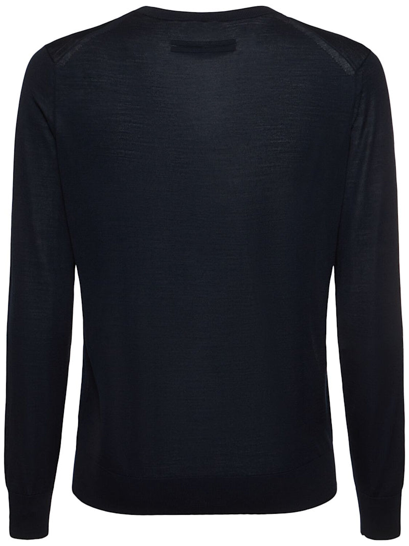 Zegna High performance wool crewneck sweater navy