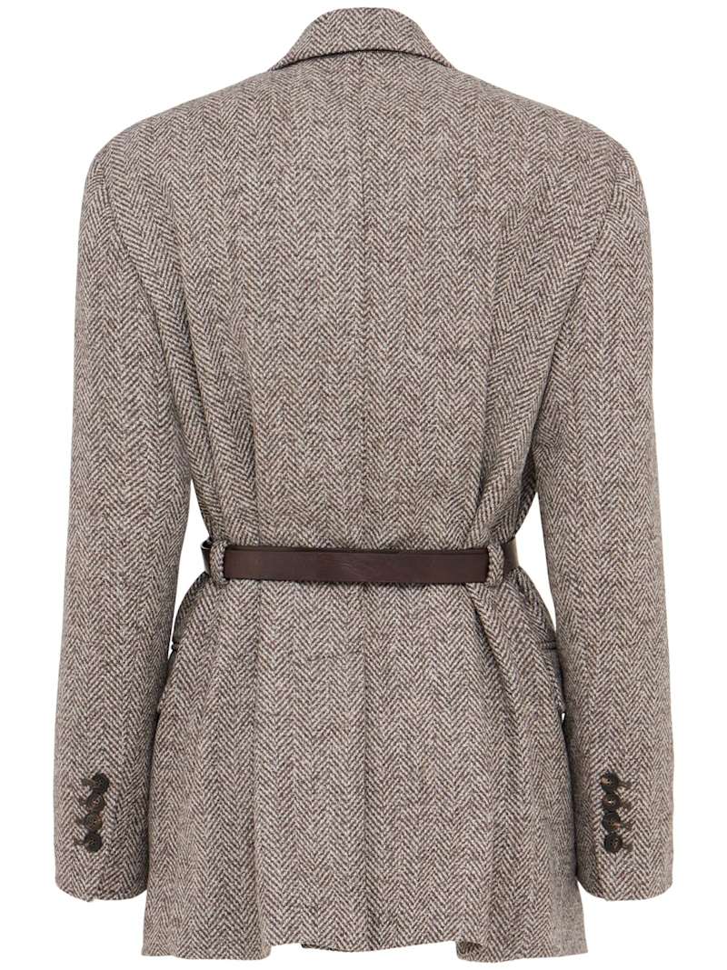 Brunello Cucinelli Blazer aus Wollgemisch mit Gürtel
