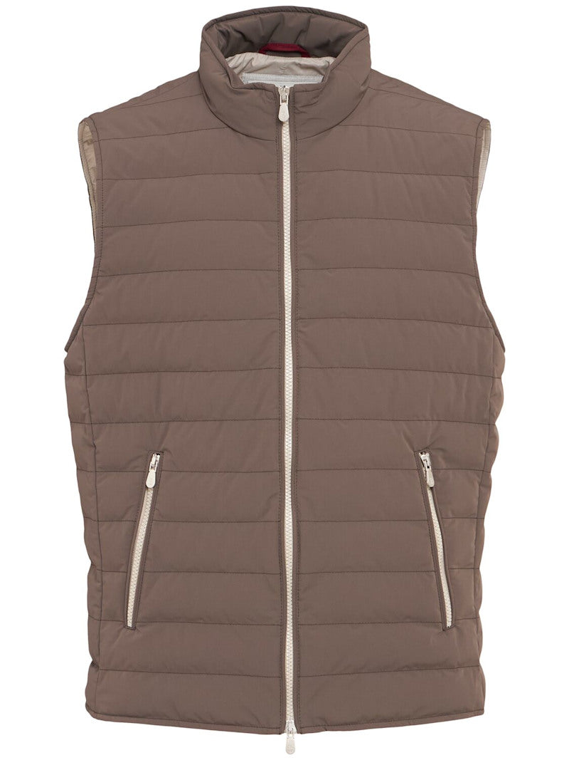 Brunello Cucinelli Daunenweste aus Nylonmischung Braun