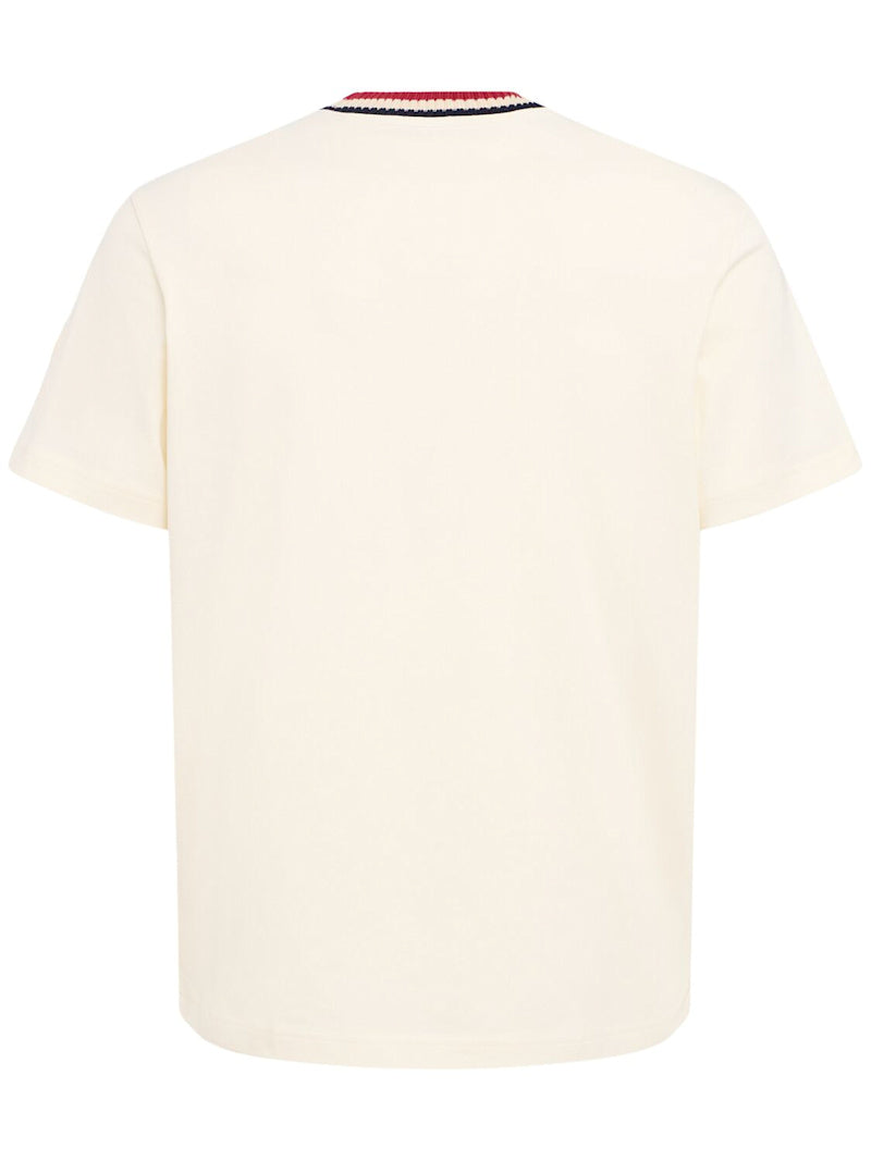 Moncler T-Shirt aus Baumwolljersey mit Logo Creme
