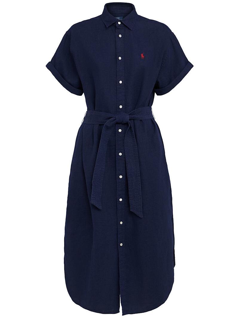 Polo Ralph Lauren Kurzärmeliges Midikleid aus Baumwollpopeline