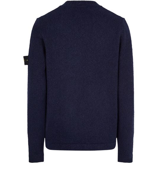 STONE ISLAND Rundhalspullover mit Logoaufnäher Navy