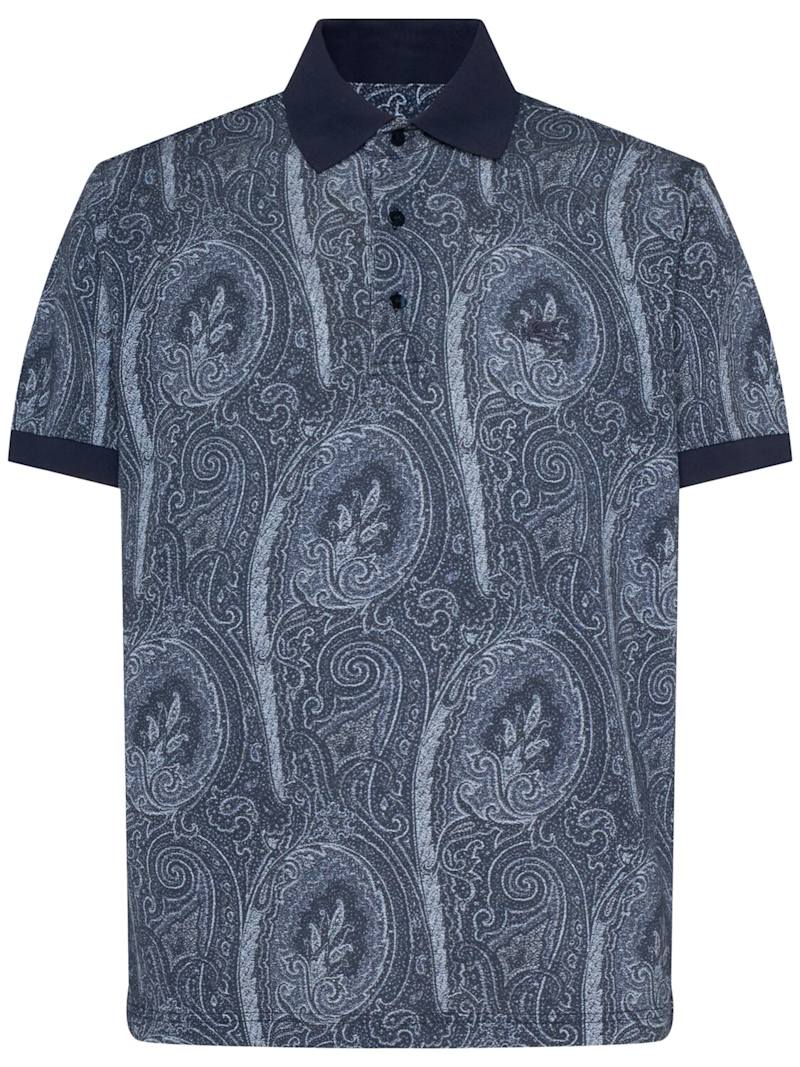 Etro Bedrucktes Poloshirt aus Baumwollfleece