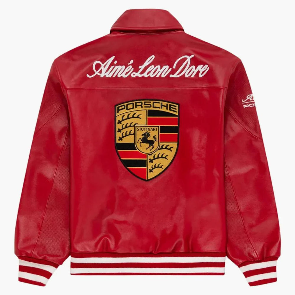 Aime Leon Dore x Porsche 993 Turbo Leather Club Jacket Tango Red