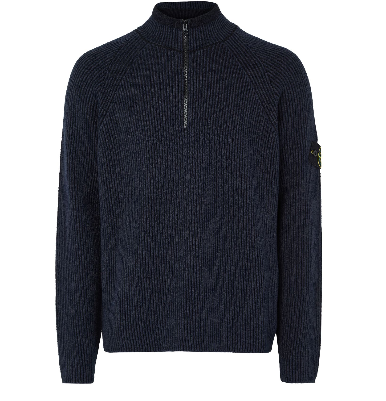 STONE ISLAND Strickpullover mit Kompass-Patch und halbem Reißverschluss