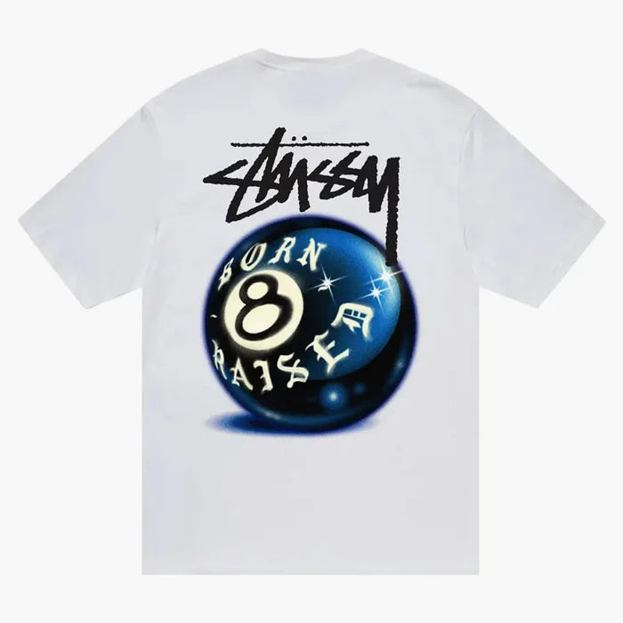 Stussy Born X Raised 8 Ball Tee White