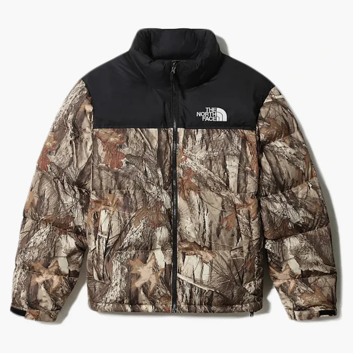 The North Face 1996 Retro Nuptse Packable Jacket Kelp Tan Forest Floor Print