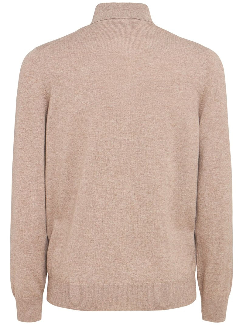 Brunello Cucinelli Polohemd aus Kaschmirstrick Beige