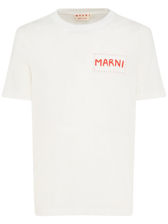MARNI T-Shirt aus Baumwolljersey mit Logo Weiß