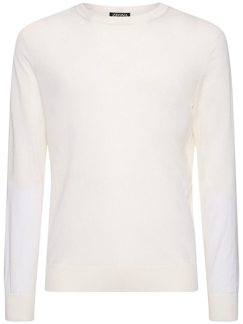 Zegna High performance wool crewneck sweater weiß