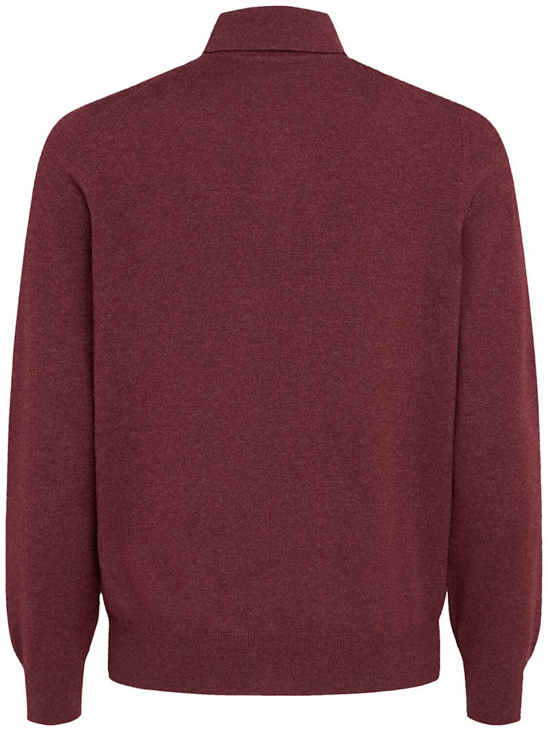 Brunello Cucinelli Polohemd aus Kaschmirstrick Amaranto