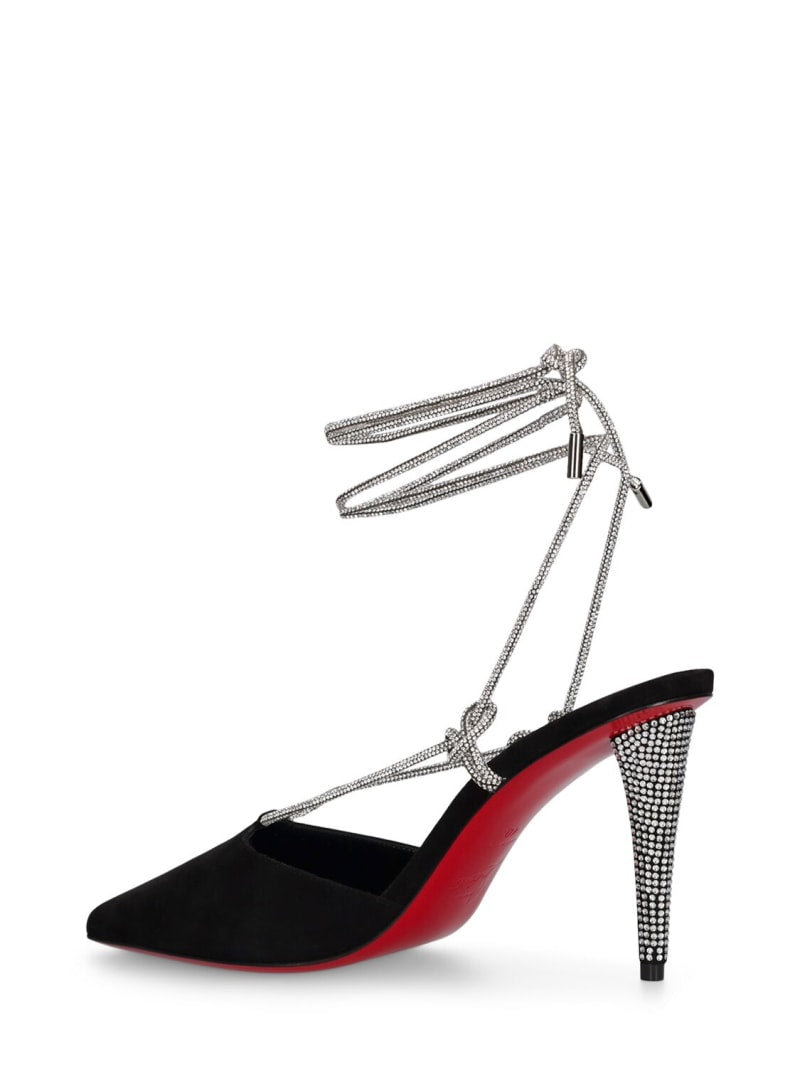 Christian Louboutin 85mm hohe Pumps Wildleder mit Kristallen „Astrid“