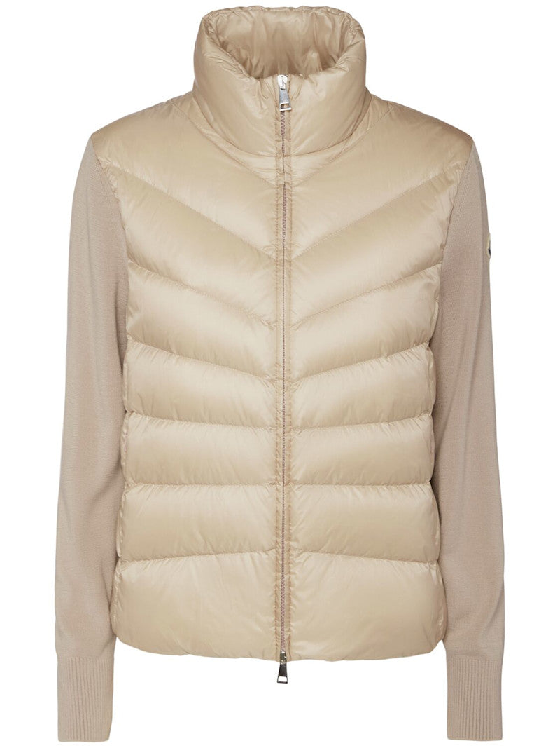 Moncler Daunencardigan aus Nylon Beige