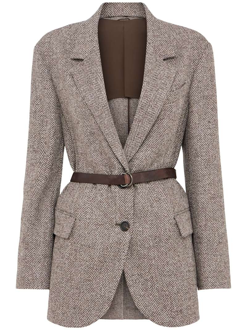 Brunello Cucinelli Blazer aus Wollgemisch mit Gürtel