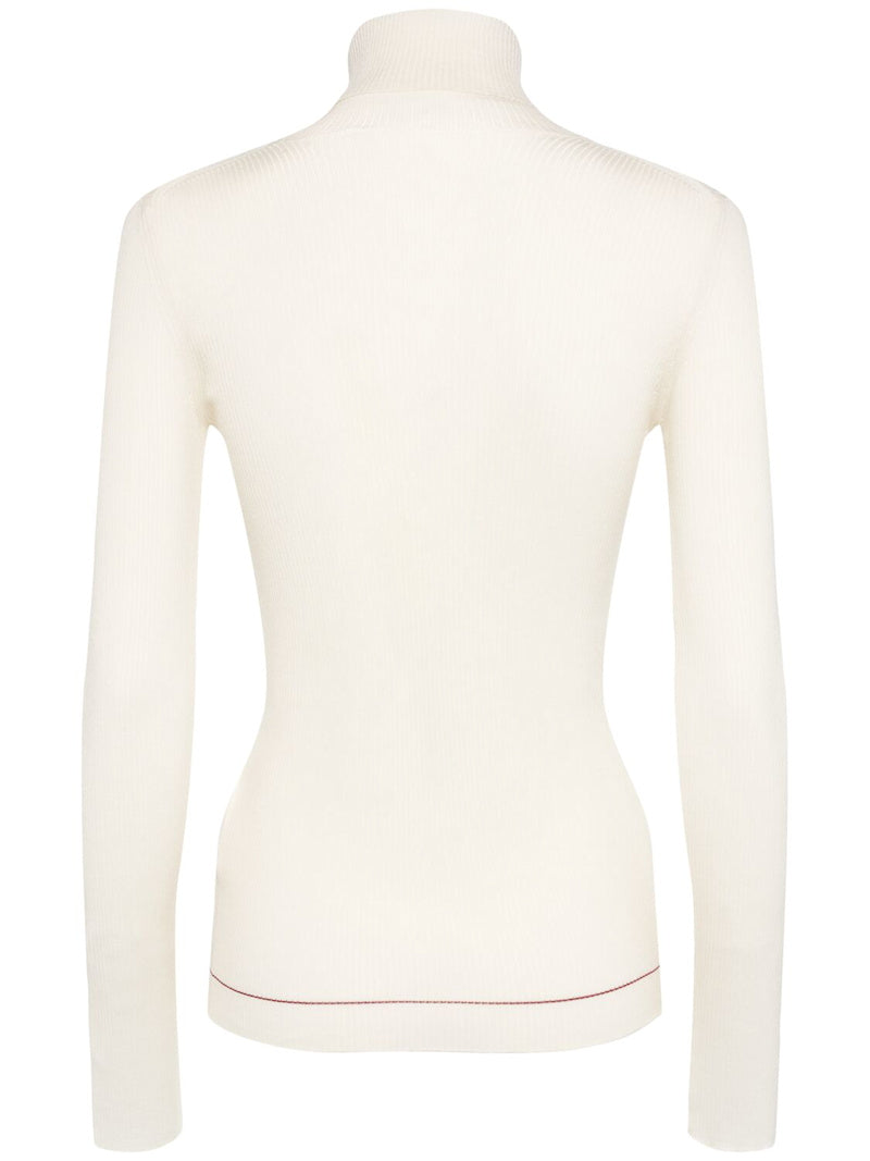 Moncler Polohemd aus Wolle mit Logo Beige