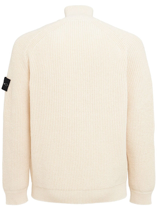 STONE ISLAND Strickjacke aus Baumwolle Creme